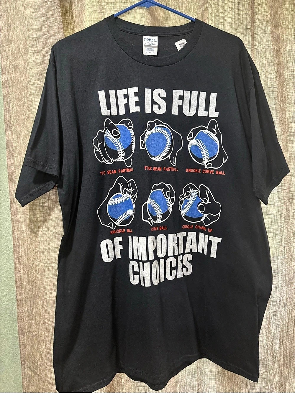 Port & Company Life Is Full Of Important Choices Baseball Grips T-Shirt Black